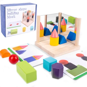 Veidrodžio Formą, Spalvų Atitikimo Puzzle Žaislai Vaikams Montessori Žaislai, Loginio Mąstymo Žaidimai Geometrijos Švietimo Žaislai Nuotrauka