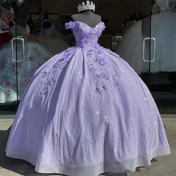 2023 Raudonos Nuo Peties Quinceanera Suknelės Vestidos De 15 Años Princesė Tiulio Appliques Blizga Duobute Rožinė Rūbeliai De Bal Nuotrauka