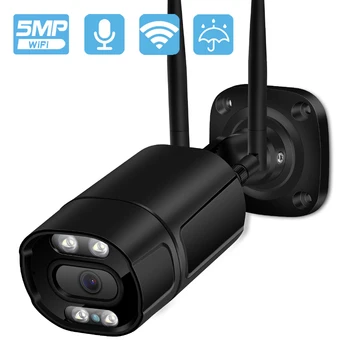 5MP Kamera, Wifi IP Lauko Ai Žmogaus Aptikti Garso 3MP 1080P HD IP vaizdo Kamera Spalvos Infraraudonųjų spindulių Naktinio Matymo CCTV Vaizdo Stebėjimo P2P Nuotrauka