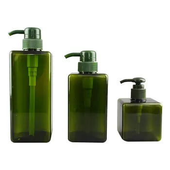 Plastiko Butelis, Tuščias, Aišku, Žalia Kvadrato Formos PET Kosmetikos Losjonu, Siurblio Konteinerio Daugkartiniai Šampūno Pakuotės Dušo Želė Buteliukuose Nuotrauka