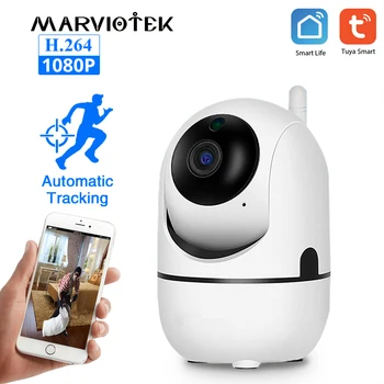 Tuya Smart Gyvenimo IP Kamera, WiFi 3MP 2.4 G Automatinio Sekimo Vaizdo Stebėjimo Kameros, Mini vaizdo Kameros 1080P 360 Kūdikio stebėjimo VAIZDO Nuotrauka