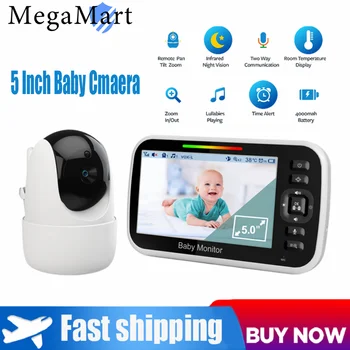 Video Baby Monitor 2.4 G Bevielio su 5 Colių LCD dvipusis Garso Ryšys Naktinio Matymo Priežiūros Saugumo Kameros Aukle Nuotrauka