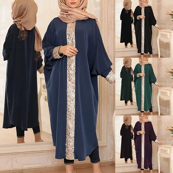 Artimųjų Rytų Dubajus Abaja Tyrkey Musulmonų Moterų Aprangos Mada Blizgančiais Kukli Suknelė Skraiste Femme Musulmane Abaja Maroko Kaftan Nuotrauka