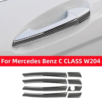 Mercedes Benz C CLASS W204 2007-2013 Automobilių Šildomi Durų Rankena Dekoratyvinis Dangtelis Lipdukas Anglies Pluošto Modifikuoti Priedai Nuotrauka