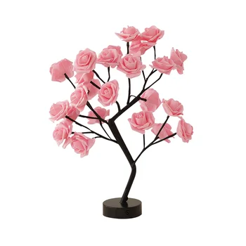 USB baterijomis, LED Stalo Lempa Rožių Gėlių Bonsai Medis Naktį Šviesos Girlianda Apdailos Valentino Dienos Žibintai C Nuotrauka