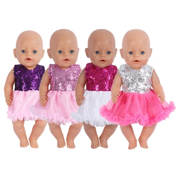 43 cm Lėlės Drabužiai 17 Colių Lėlės Mados Blizgančiais Suknelė Baby Born Lėlės, Kostiumai, American Girl Tinka Bjd 1/4 Lėlės Lėlės Priedai Nuotrauka