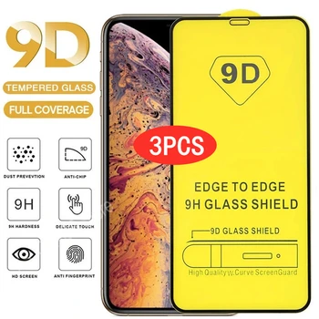 1-3Pcs 9D Screen Protector, Grūdintas Stiklas IPhone 12 11 13 Pro Max Mini Apsauginis Stiklas 