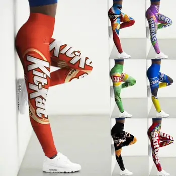 Antblauzdžiai Moterims Aukšto Juosmens 3D Užkandžiai Spausdinti Triko Jogos Kelnes, Sporto Drabužių Mados Treniruotės Legging Fitneso Leggins Legins Sexy Nuotrauka