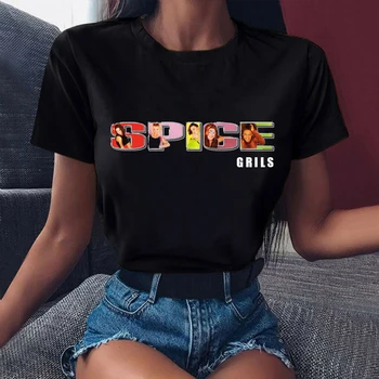 Naujas Cool Spice Girls T-Shirt Moterims Marškinėliai Mergautinė Viršūnes Raidžių Spausdinti Grafinis Tee Marškinėliai Moteriška Streetwear 90s Tumblr Drabužiai Nuotrauka