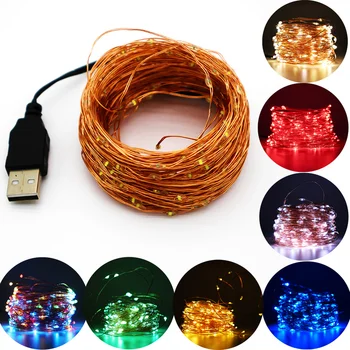 2/5/10/20M USB LED String Žibintai, Vario, Sidabro Vielos, Garliava, Šviesos, atsparus Vandeniui Pasakų Žibintai Kalėdų Vestuves Apdaila Nuotrauka