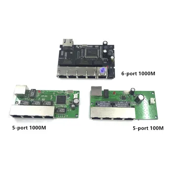 5/6-port Gigabit switch modulis yra plačiai naudojamas LED eilutė 5 port 10/100 10/100/1000 m susisiekti uosto mini switch module PCBA Nuotrauka