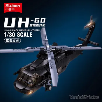 692PCS Karinės UH-60L Juoda Medicinos Gelbėjimo Sraigtasparnio Modelis Plytos Oro Pajėgų Ginklo Kūrimo Blokai Švietimo Žaislai Vaikams Nuotrauka