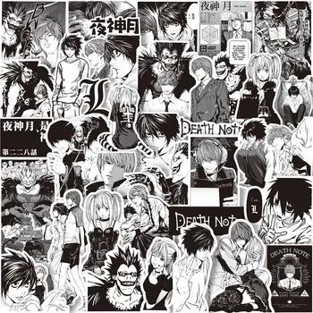 65pcs/pak Death Note, Lipdukai Anime Deathnote L Juoda Balta 