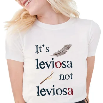 Plunksnų Savo LeviOsa Ne LeviosA Grafinis Atspausdintas Viršūnes Tee Vasaros Moterų marškinėliai trumpomis Rankovėmis Moterims Drabužių Ulzzang T-shirt Nuotrauka