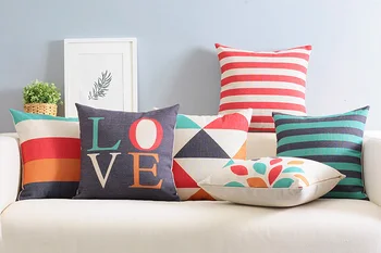 šiuolaikinės Spalvingas MEILE pagalvę ,Abstrakčių geometrinių pagalvėlių ,Lino užvalkalas,sofos pagalvėlės namų dekoratyvinės Pagalvės Nuotrauka
