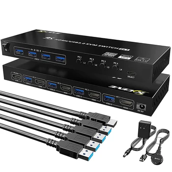 Multi-funkcija pasidalinti prietaiso USB LAN Splitter Pereiti žaidimą HDMI suderinamus Splitter Jungiklis 4K HDMI suderinamus/USB3.0 KVM Switch Nuotrauka