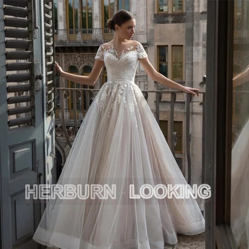 HERBURNL Individualų Princesė Brangioji Vestuvių Suknelė iki 2022 m. Tiulio Satino nuo Peties Nėrinių Apliques Chalatas De Mariée Vestidos Nuotrauka