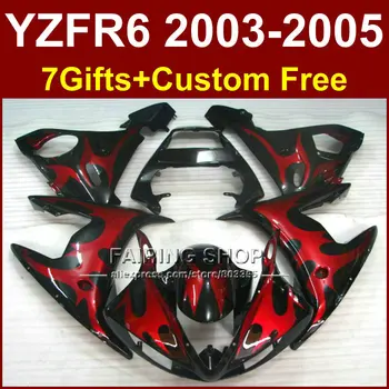 GHE kėbulo remonto dalys YAMAHA R6 Motociklų raudona juoda purvasargiai rinkiniai 03 04 05 YZF R6 2003 m. 2004 m. 2005 m lauktuvės rinkinys PH6F Nuotrauka
