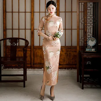 Klasikinis High-End Cheongsam, Vestuvių Pokylių Elegantiškas Motinos Tradicinės Kinų Suknelė Didelis Dydis 4XL Derliaus Moterų Qipao Nuotrauka