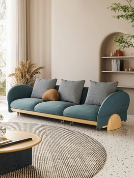 Sultingi matinio audinio sofos Šiaurės uosio masyvo, medžio audinio, sofa-šiuolaikinės italų minimalistinio sofa derinys Nuotrauka