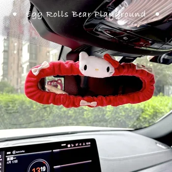 Kawaii Sanrio Hello Kitty Animacinių filmų Automobilio galinio vaizdo Veidrodėlio Dangtelį kuromi Mano Melodija Auto Galinio vaizdo Veidrodžio Apdaila Auto Accessories Nuotrauka