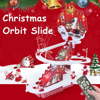 Santa Claus Automatinė Laipiojimo Laiptais Lenktynių Trasoje Žaislai, Kalėdų Elektros Muzikos Geležinkelių Skaidrių Žaislai Vaikams Kalėdų Dekoro Dovana Nuotrauka