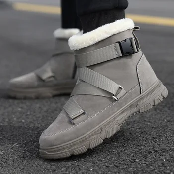 2022 Naują atvykimo korėjos versija vyrų sniego batai sušildys pliušinis atsitiktinis vaikščiojimo batai vyrams batai platformos batai Nuotrauka