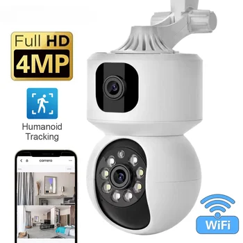 4MP Wi-fi IP Kamera, Patalpų Dvigubo Objektyvo AI Auto Stebėjimo Kūdikių Stebėti Žmogaus Aptikimo Belaidžio Namų Secuiryt Video VAIZDO Kamera Naujas Nuotrauka