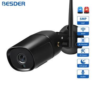 BESDER 5MP Kulka WiFi Kamera, Auto Stebėjimo Lauko 4MP Saugumo IP Camara 1080P VAIZDO Stebėjimo Kameros IP66 Onvif icsee app Nuotrauka