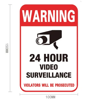 Saugumo Kameros Lipdukas 24 Valandas Vaizdo kamerų Sistema Įspėjamasis Ženklas, Vaizdo Stebėjimo lipnios Sienos Lipdukai Home Office Nuotrauka