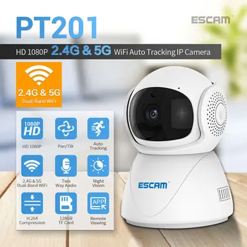 ESCAM PT201 1080P Smart Stebėjimo Kamerą Belaidžio CCTVNetwork 2.4 G 5G WiFi IP Kamera, infraraudonųjų SPINDULIŲ Naktinio Matymo Kūdikio stebėjimo Nuotrauka