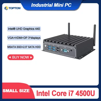 TOPTON Pramonės Mini PC Intel Core i7 4500U Ventiliatoriaus Stalinio Kompiuterio 