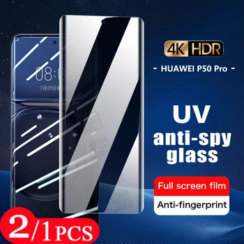 2/1Pcs UV anti-spy Stiklo Huawei p50 p40 pro plus 9D telefono screen protector 30 pro UV Privatumo Grūdintas stiklas, apsauginė plėvelė Nuotrauka