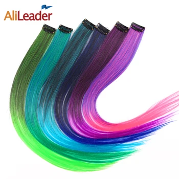 AliLeader Sintetinis Produktas Pabrėžti Vieną dalyką Plaukų Įrašą Plėtiniai Ombre 20 Spalvų 50Cm Ilgio Tiesios Hairpieces Klipą Nuotrauka